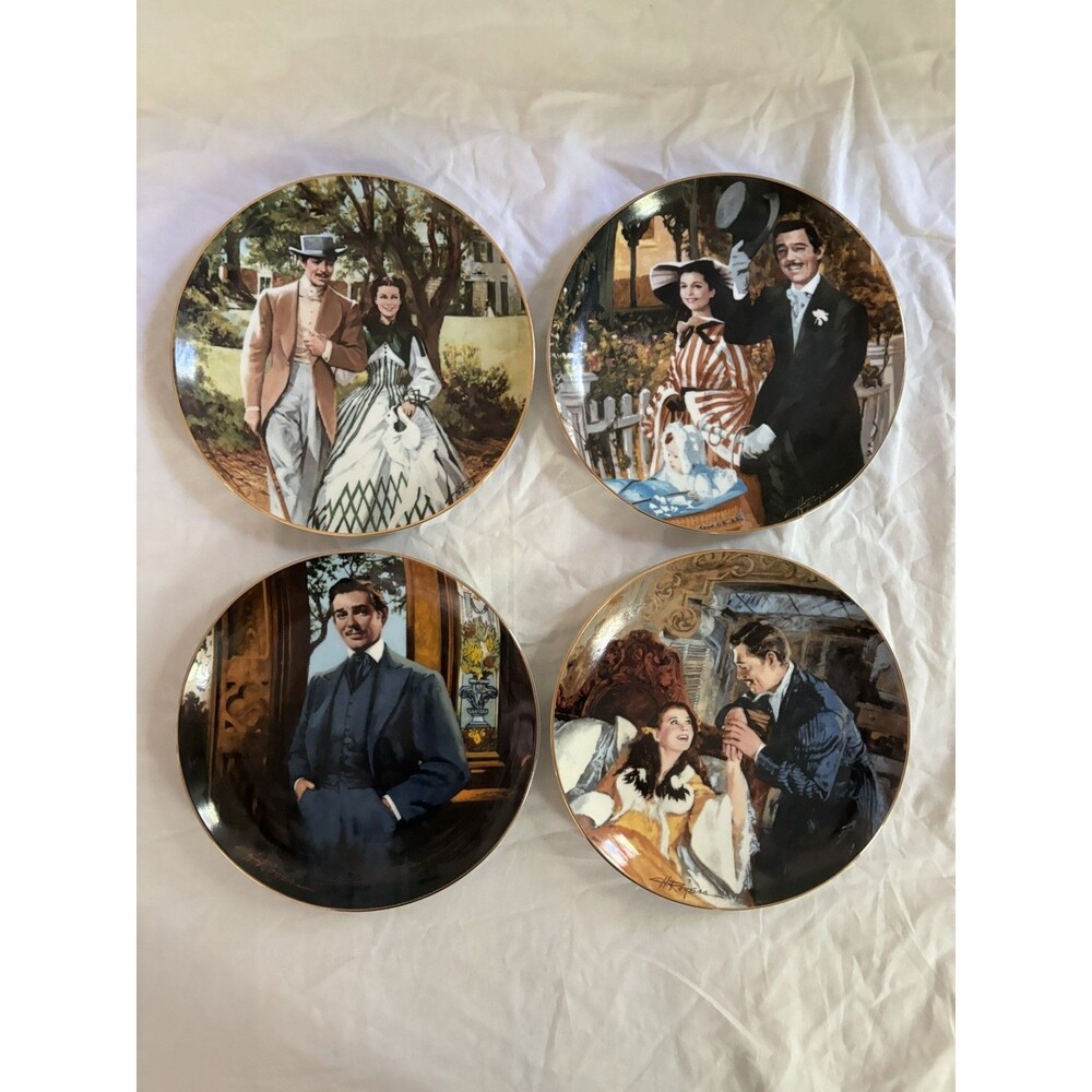 WS George ‘Gone With The Wind’ Collectible Plates Set Of 4 Gold Rimmed